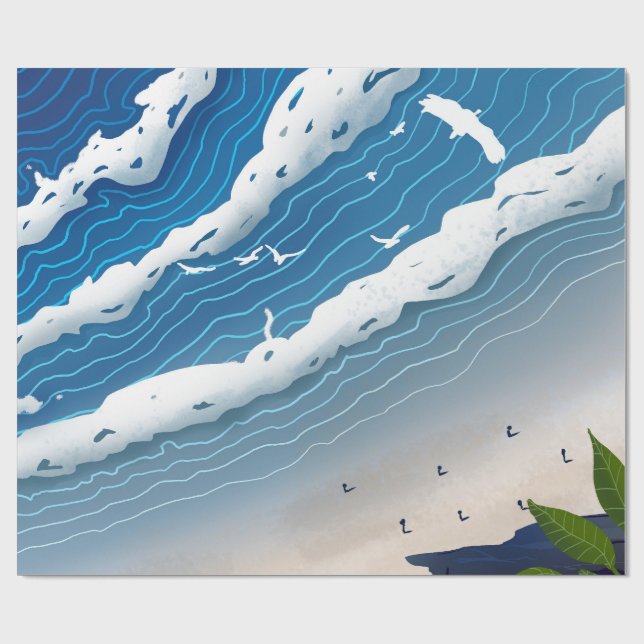 Papier Cadeau Blue Ocean Waves Canvas Art  (Plat)