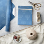 Papier Cadeau Blue Ombre Menorah<br><div class="desc">Enveloppez vos cadeaux avec style avec ce papier d'emballage bleu et sombre aux accents de menorah !</div>