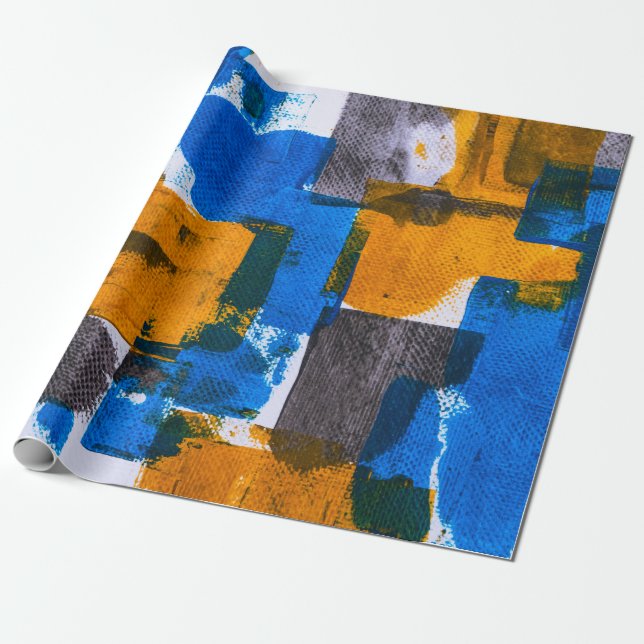 Papier Cadeau Blue, orange, and gray abstract art (Déroulé)