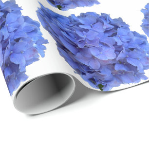 Papier Cadeau Blue periwinkel élégantes hydrangées florales
