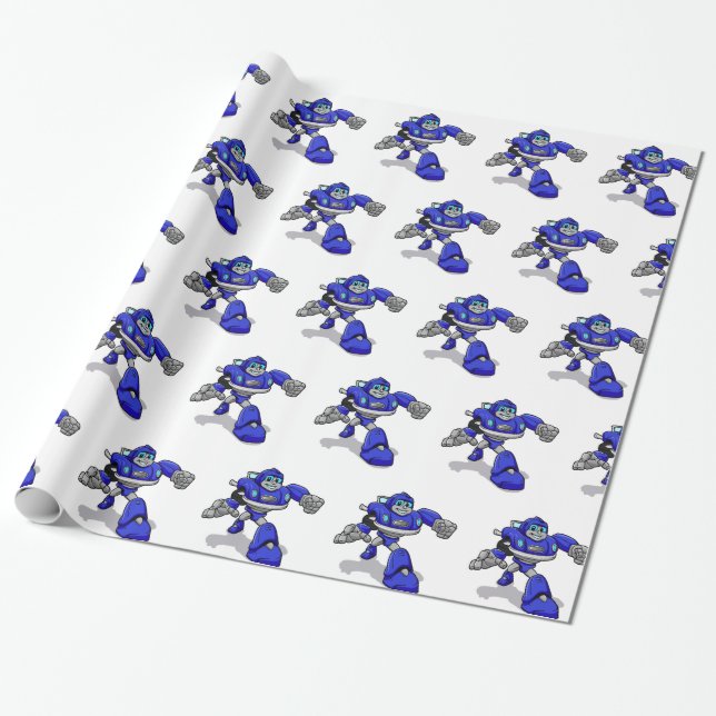 Papier Cadeau Blue robot for kids (Déroulé)