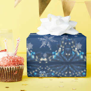 Papier Cadeau Blue Snowfall Christmas Wrap