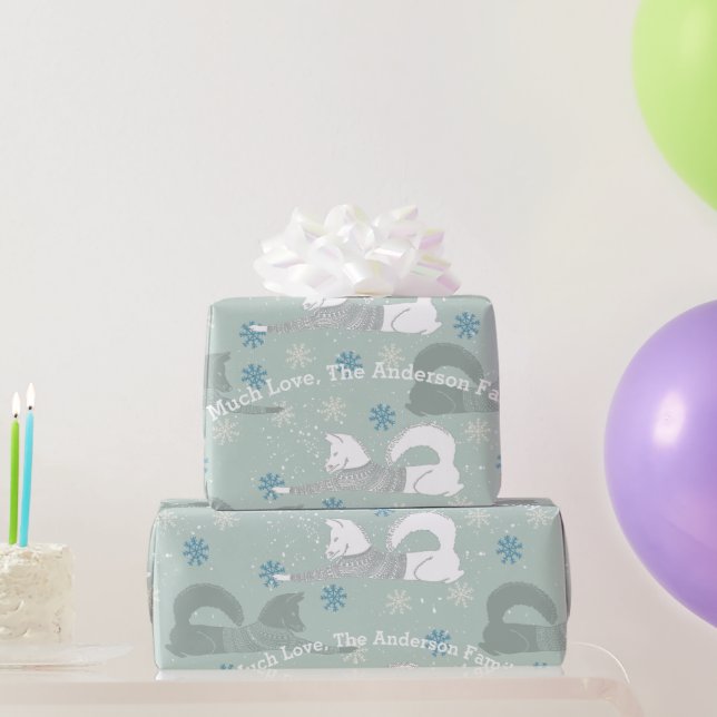 Papier Cadeau Blue Snowflake Nom de famille Shiba in Aztec Sweer (Cadeaux de fête)