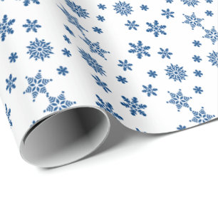 Papier Cadeau Blue Snowflakes Christmas Holiday Wrapper Paper