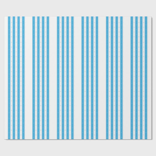 Papier Cadeau Blue Stripe Snowflake Seamless Winter Pattern (Plat)