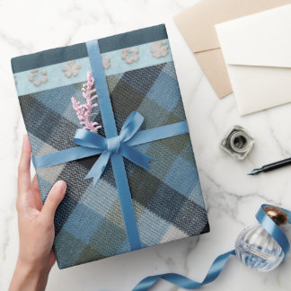Papier Cadeau Blue Tartan Wrapping Paper