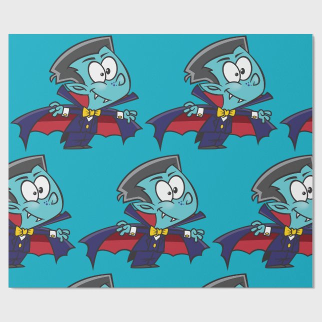 Papier Cadeau Blue Vampire Boy with Cape Cute Dracula (Plat)