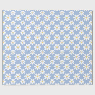 Papier Cadeau Blue White Daisy Pattern 