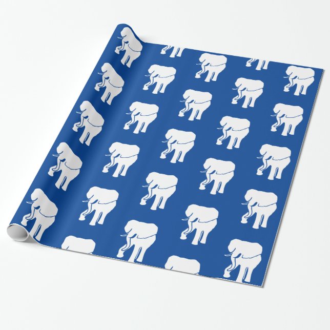 Papier Cadeau Blue White Elephant Cadeau Échange Jeu de Noël (Déroulé)