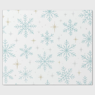 Papier Cadeau Blue & White Snowflake Sparkle Wrapping Paper