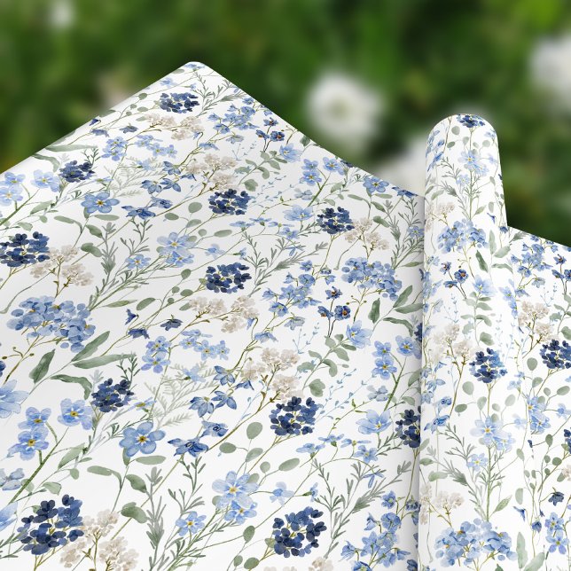 Papier Cadeau Blue Wildflower Watercolor (Créateur téléchargé)