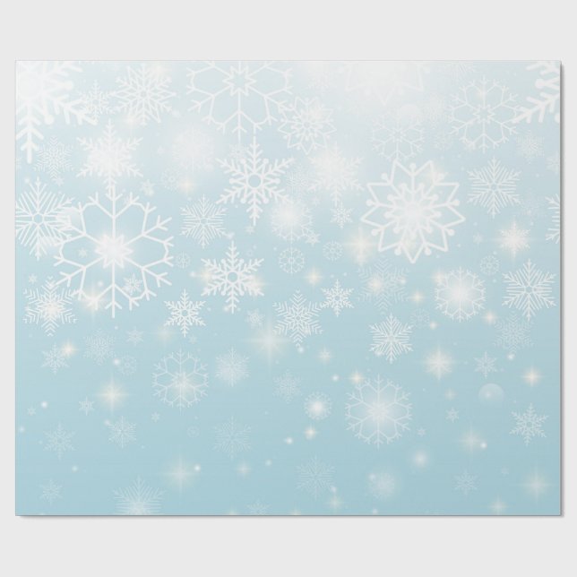 Papier Cadeau Blue winter snowflakes wrapping paper roll (Plat)