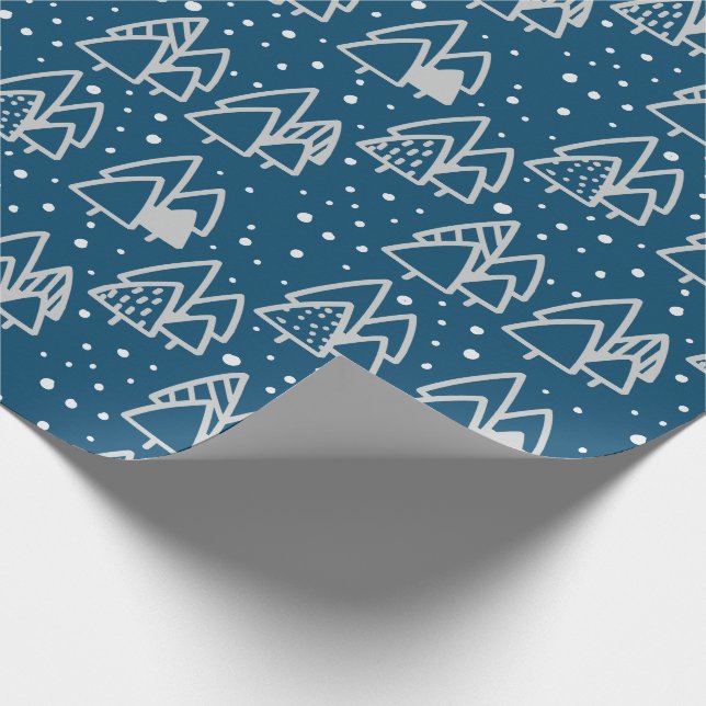 Papier Cadeau Blue Winter Wonderland Noël Motif de vacances (Coin)