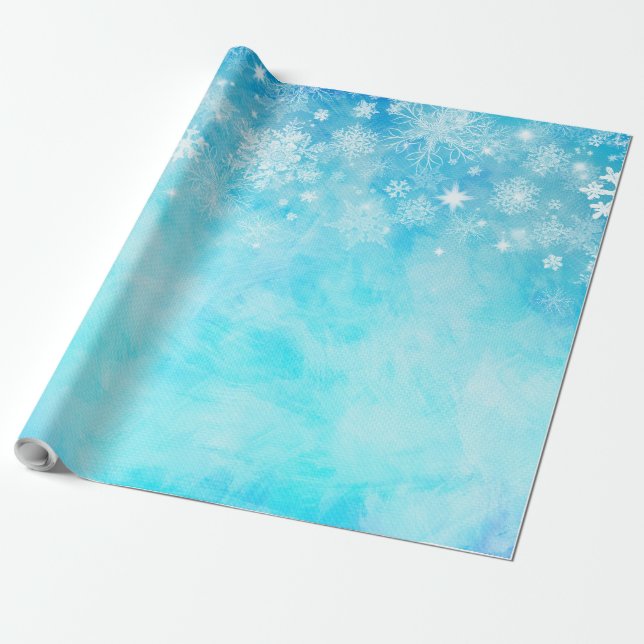 Papier Cadeau Blue Winter Wonderland Snowflake (Déroulé)