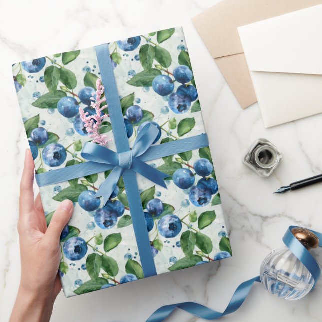 Papier Cadeau Blueberges d'aquarelle (Cadeaux)