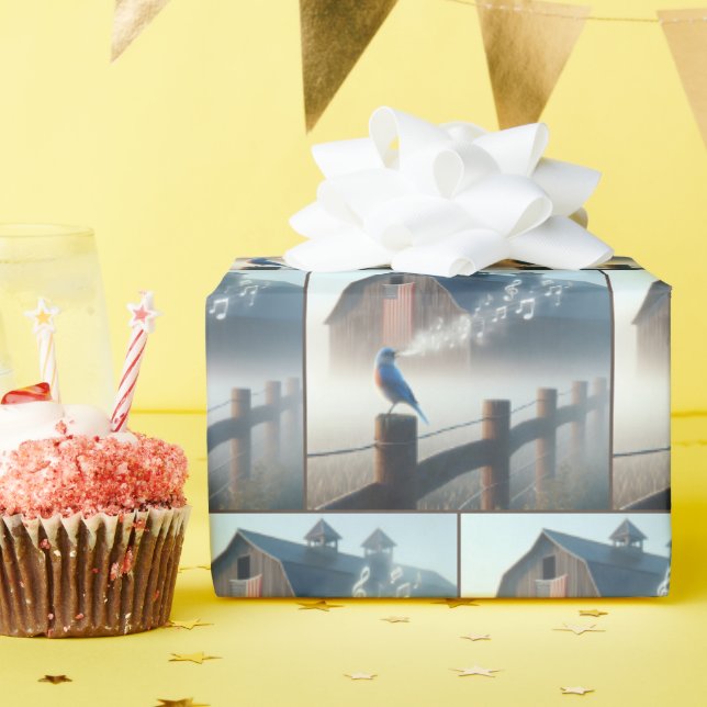 Papier Cadeau Bluebird Chanter Dans Matin Mist (Fête d'anniversaire)