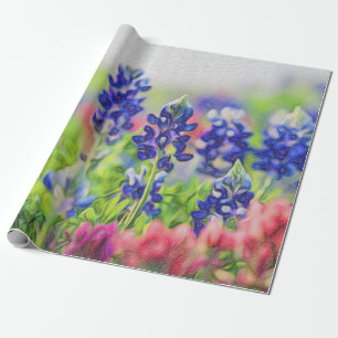 Papier Cadeau Bluebonnet impressionniste sur papier d'enveloppem