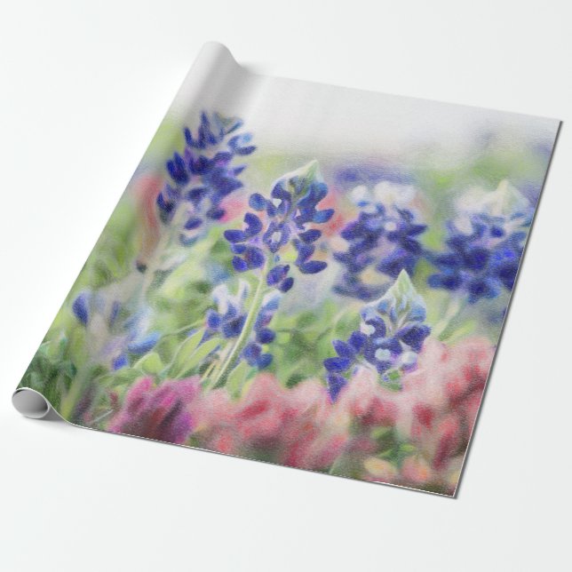 Papier Cadeau Bluebonnets en pastel (Déroulé)