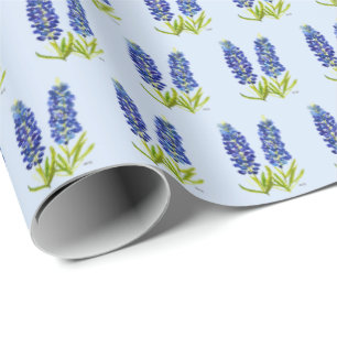 Papier Cadeau Bluebonnets Texas Fleurs Fleur sauvage Aquarelle W