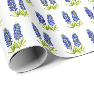 Papier Cadeau Bluebonnets Texas Flowers Fleur sauvage Aquarelle