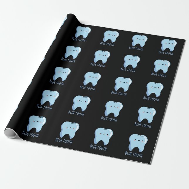 Papier Cadeau Bluetooth Drôle Technique Blue Tooth Pun Fond Somb (Déroulé)