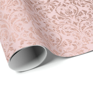 Papier Cadeau Blush Damask Rose Gold Diamants Brillants