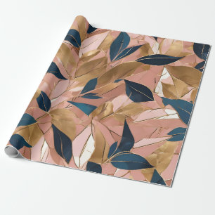 Papier Cadeau Blush Pink Gold Boho Collection Feuille populaire