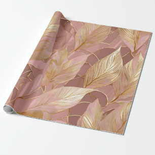 Papier Cadeau Blush Pink Gold Boho Modern Leaves Collection