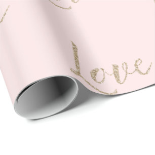Papier Cadeau Blush Pink Gold Luxe Parties scintillant Love  