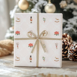 Papier Cadeau Blush Rose Coquette Noël