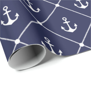 Papier Cadeau Boat Lover corde Ancre nautique Motif côtier