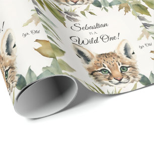 Papier Cadeau Bobcat Wild One Woodland Animal Anniversaire