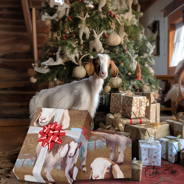 Papier Cadeau Boer Rustique bébé chèvres Noël (Créateur téléchargé)