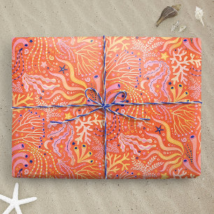 Papier Cadeau Bohème balnéaire Oranger Herbe de mer