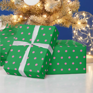 Papier Cadeau Bohème vert et rose Polka Dot cadeau de Noël