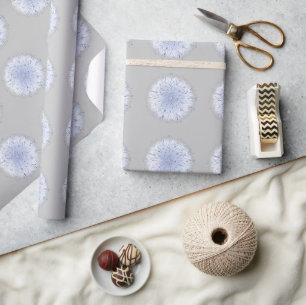 Papier Cadeau Boho bleu blanc Dandelion Fleur sauvage Mauvaise h