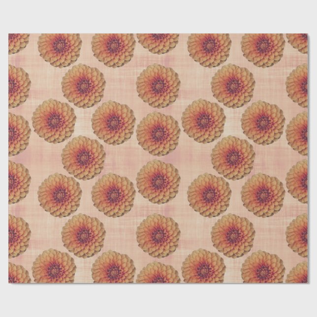 Papier Cadeau Boho Dahlia Floral Rustic Country Wrapping Paper (Plat)