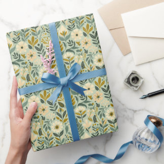 Papier Cadeau Boho du milieu du siècle Floral Fleurs Fleurs sauv