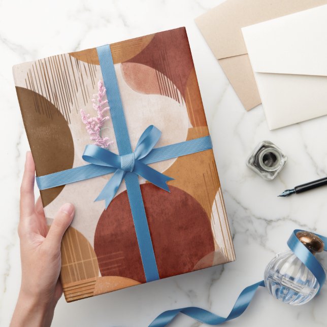 Papier Cadeau Boho Earth Tones Terracotta Geometric Pattern (Cadeaux)