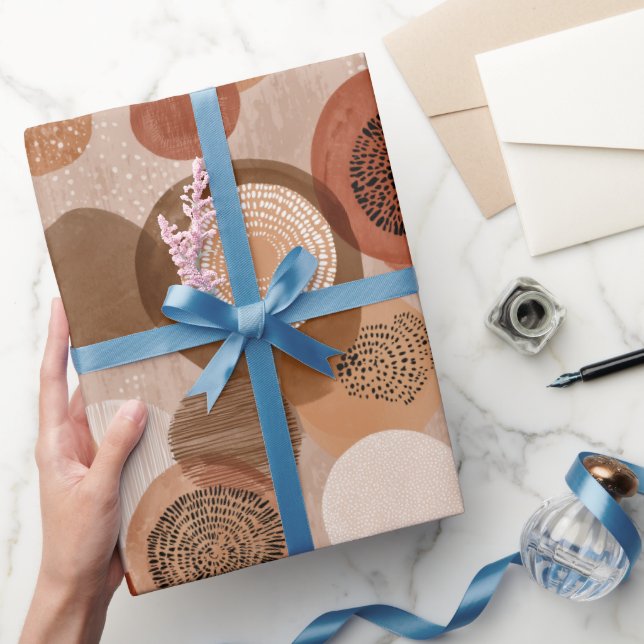 Papier Cadeau Boho Earth Tones Terracotta Geometric Pattern (Cadeaux)