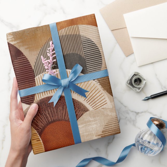 Papier Cadeau Boho Earth Tones Terracotta Geometric Pattern (Cadeaux)