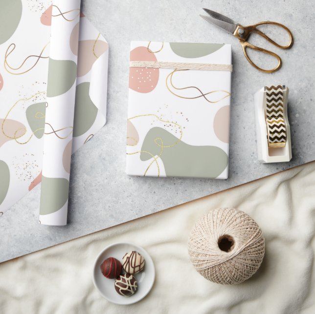 Papier Cadeau Boho esthétique Formes organiques géométriques Mot (Artisanat)