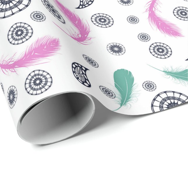 Papier Cadeau Boho fait varier le pas d'ethnique (Coin rond)