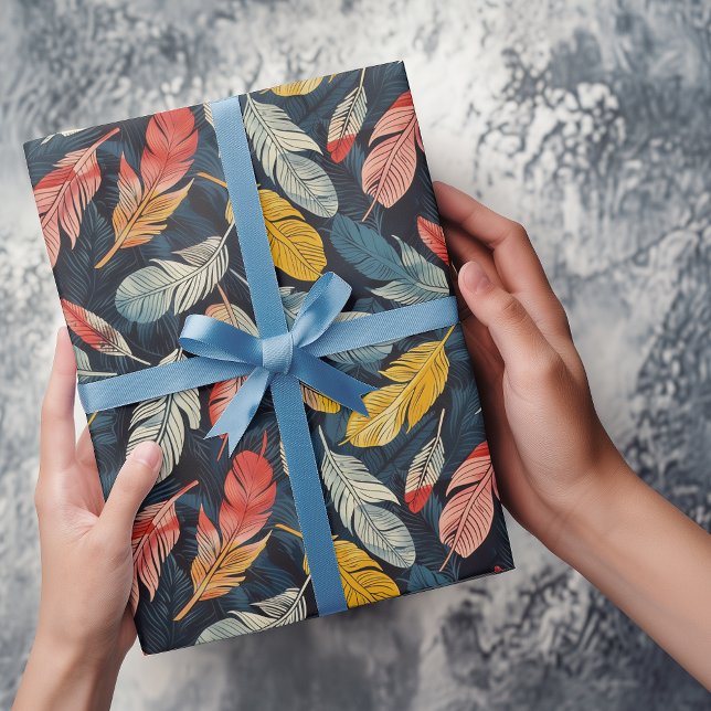 Papier Cadeau Boho Feathers (Créateur téléchargé)