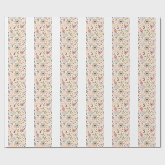 Papier Cadeau Boho Floral Wrapping Paper Pattern-Cute Aesthetic (Plat)