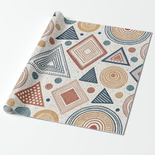 Papier Cadeau Boho formes géométriques Abstraites Motif en terre