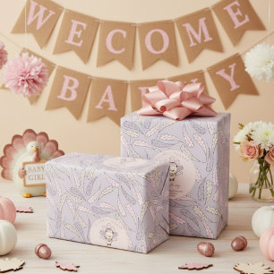 Papier Cadeau Boho Little Turquie & Feathers Baby Girl Douche