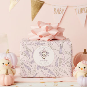 Papier Cadeau Boho Little Turquie & Feathers Baby Girl Douche