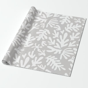 Papier Cadeau Boho Matisse Botanique Formes Gris Noël