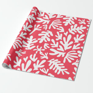 Papier Cadeau Boho Matisse Formes Botaniques Rouge Noël